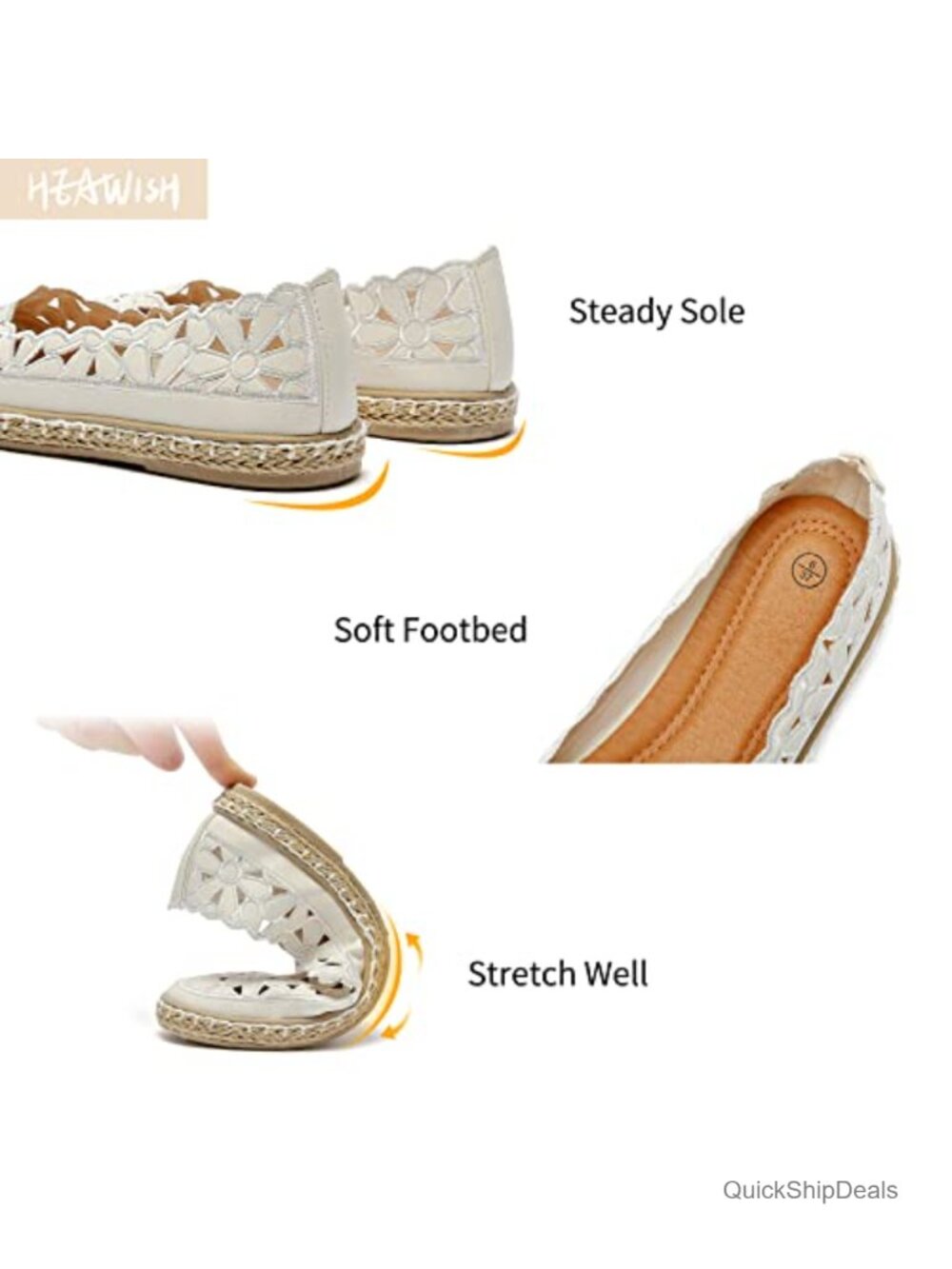 PU Leather Ballet Flats Espadrille Loafers Closed Toe Slip On Women's Summer - Picture 3 of 6